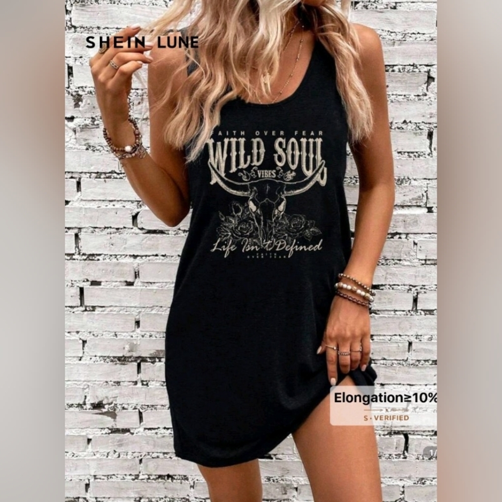 🛍️ BUNDLE ONLY 🛍️NWT Black Wild Soul Graphic Tank Mini Dress